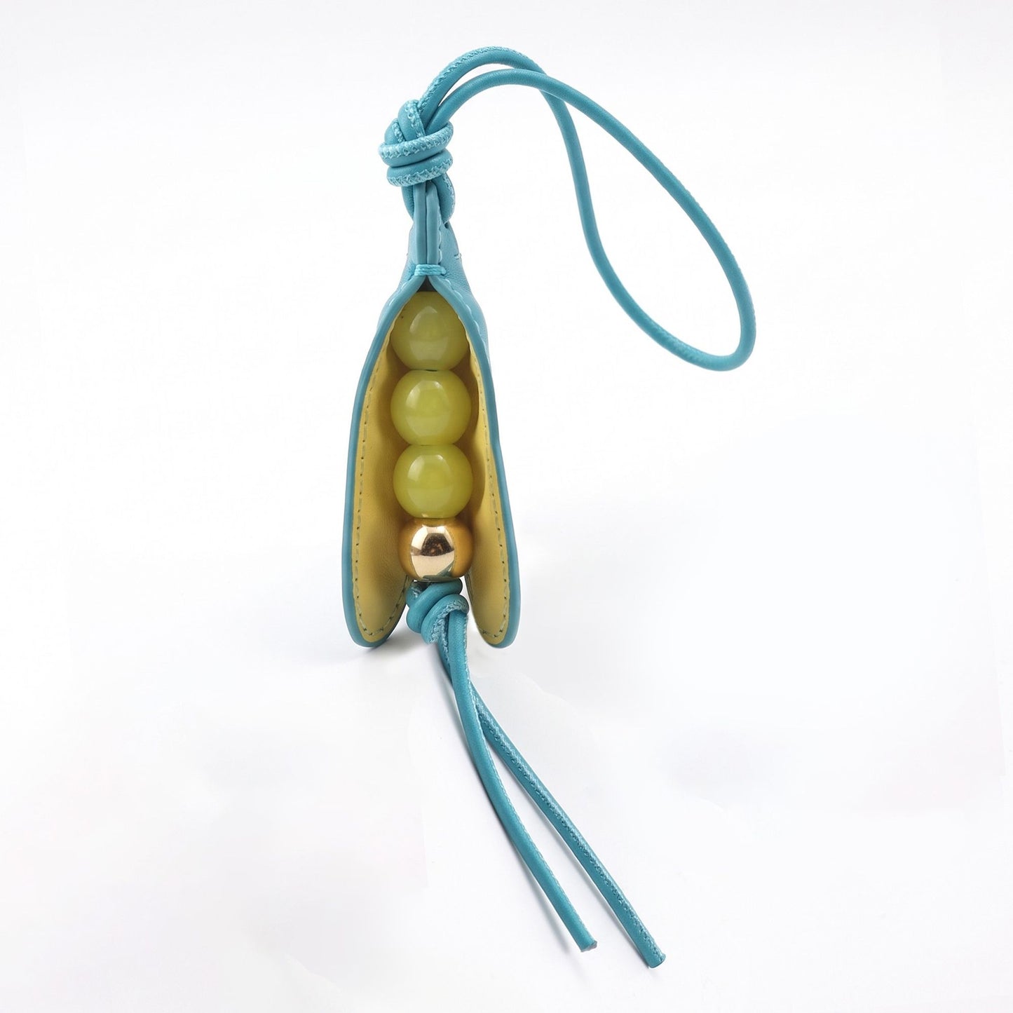 Pea Pod Bag Charm with Bead Detail and Loop Attachment