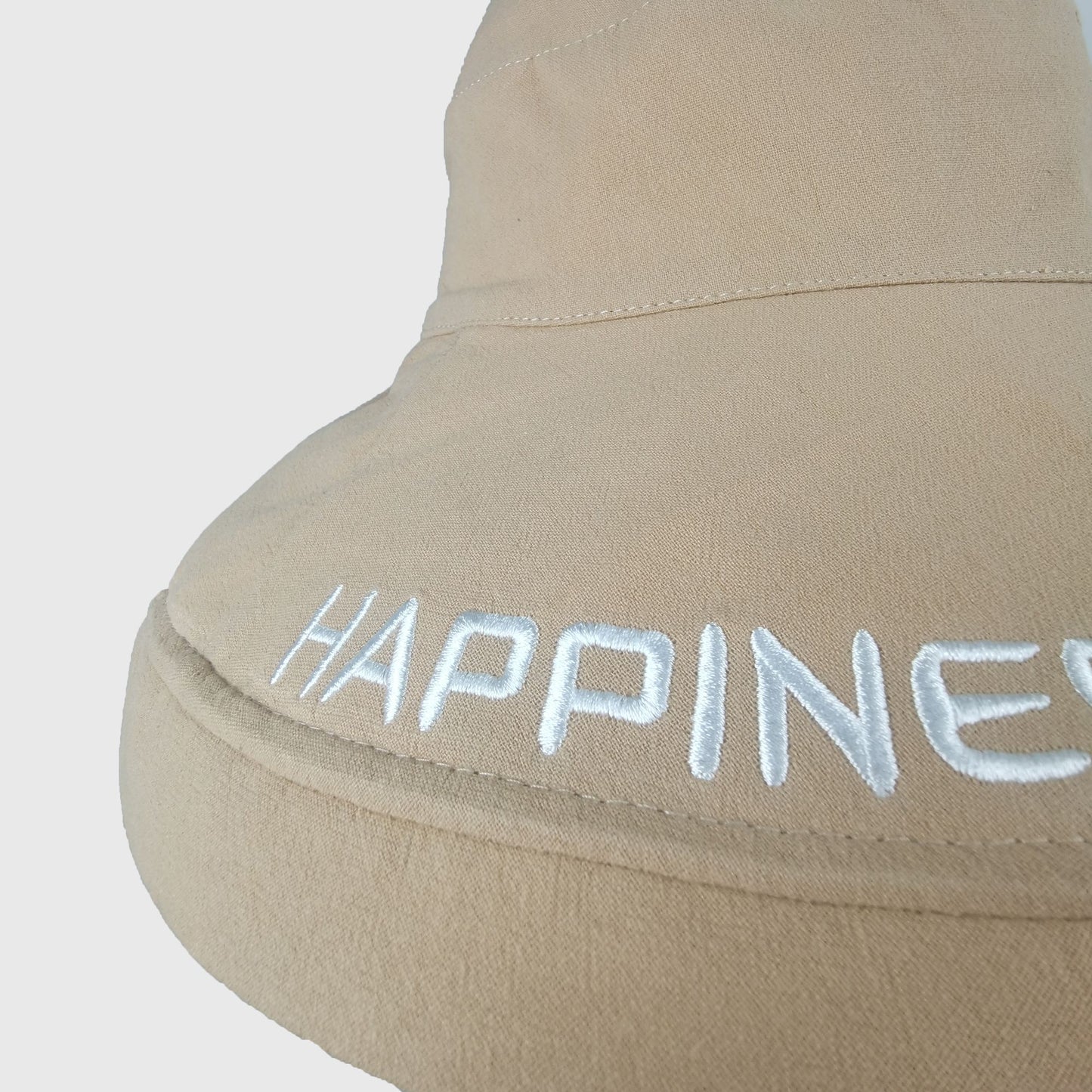 Women's HAPPINESS Embroidered Wide - Brim Bucket Hat