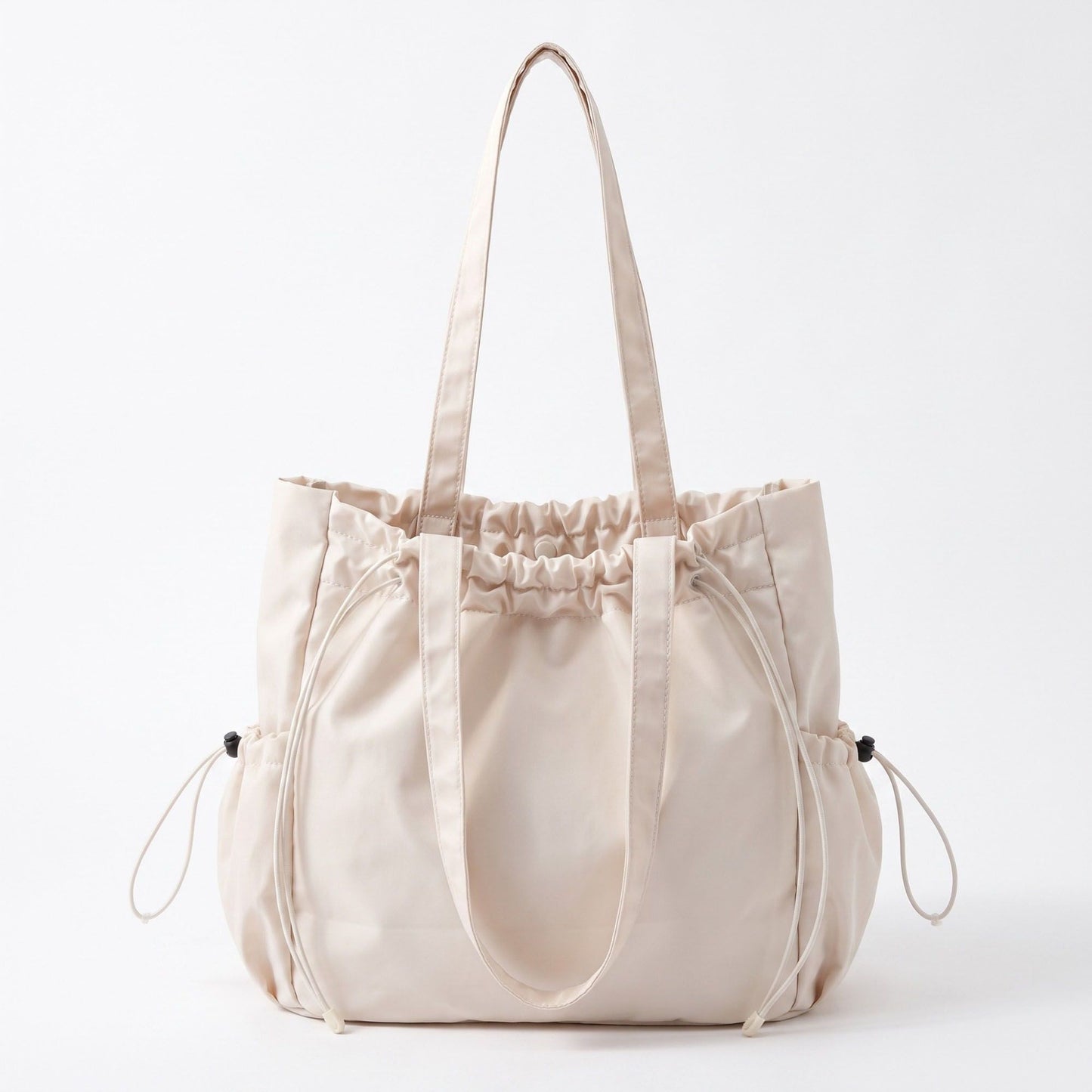 Drawstring Tote Bag with Long Shoulder Straps and Adjustable Side Pockets 12.5x13x5.5in