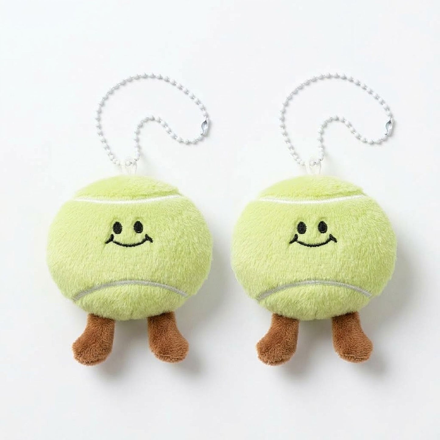 2 Pack Plush Sports Ball Key Chains with Smiley Face Bag Charms