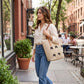 Woven Crochet Tote Bag with Bow Detail Leather Strap Shoulder Handbag Lightweight Knit Large Tote