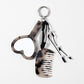 Beaded Keychain Bag Charm with Heart Mirror and Mini Comb