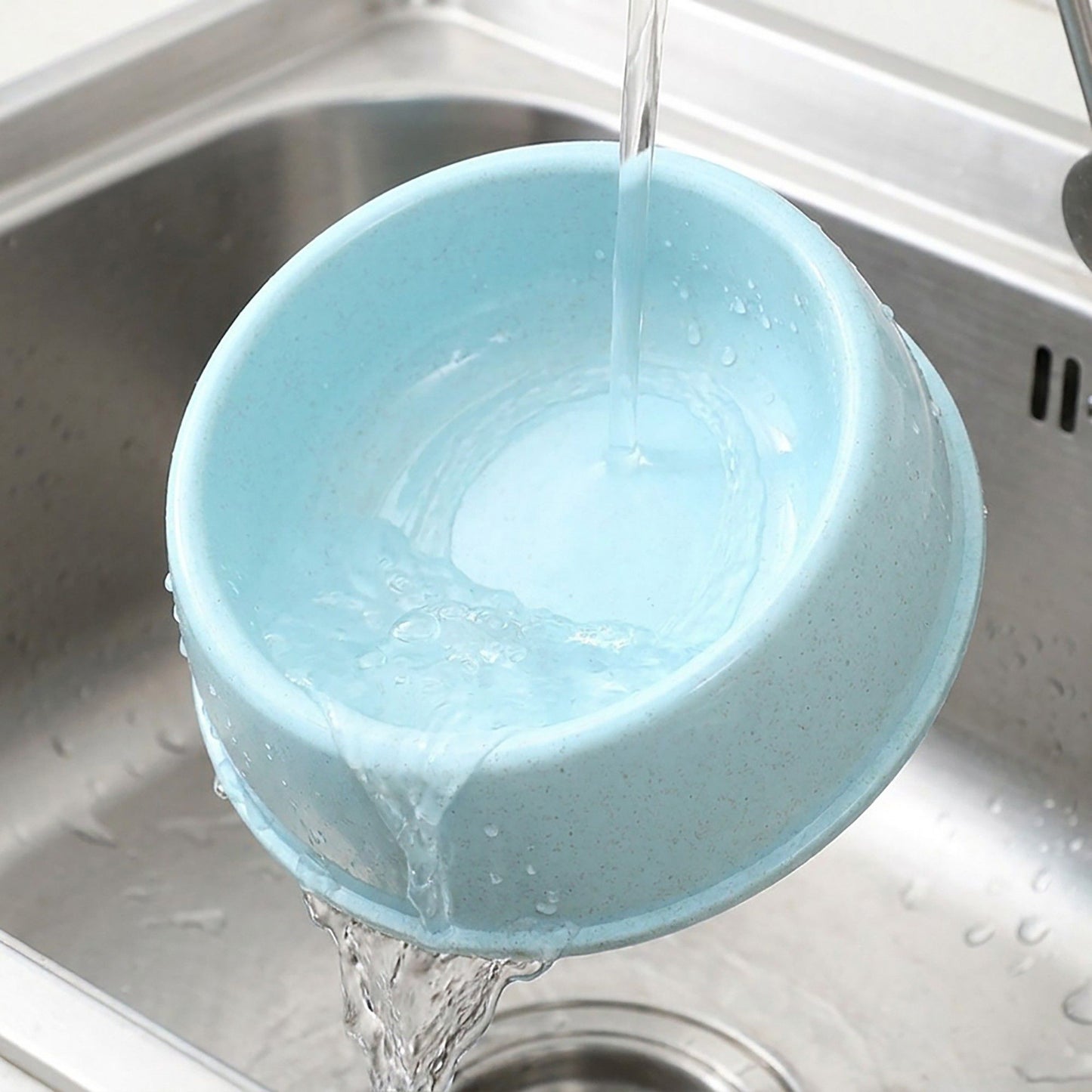 Plastic Pet Food Bowl with Rounded Rim for Cats and Dogs