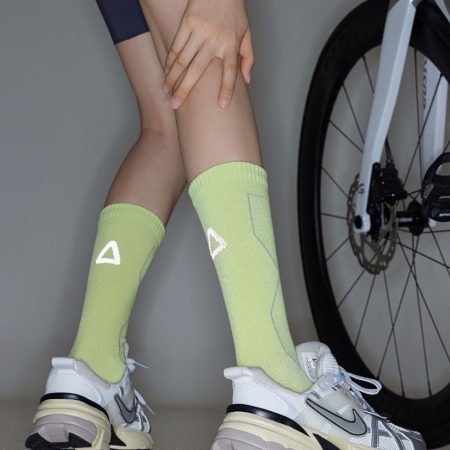Reflective Cycling Socks with Night Visibility Design Padded Zones and Breathable Compression Fit