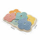 Tufted Floor Mat with Happy Text and Floral Pattern Non Slip Backing Soft Plush Decorative Scalloped Edge Indoor Rug