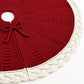 Cable Knit Trim Christmas Tree Skirt with Tie Closure