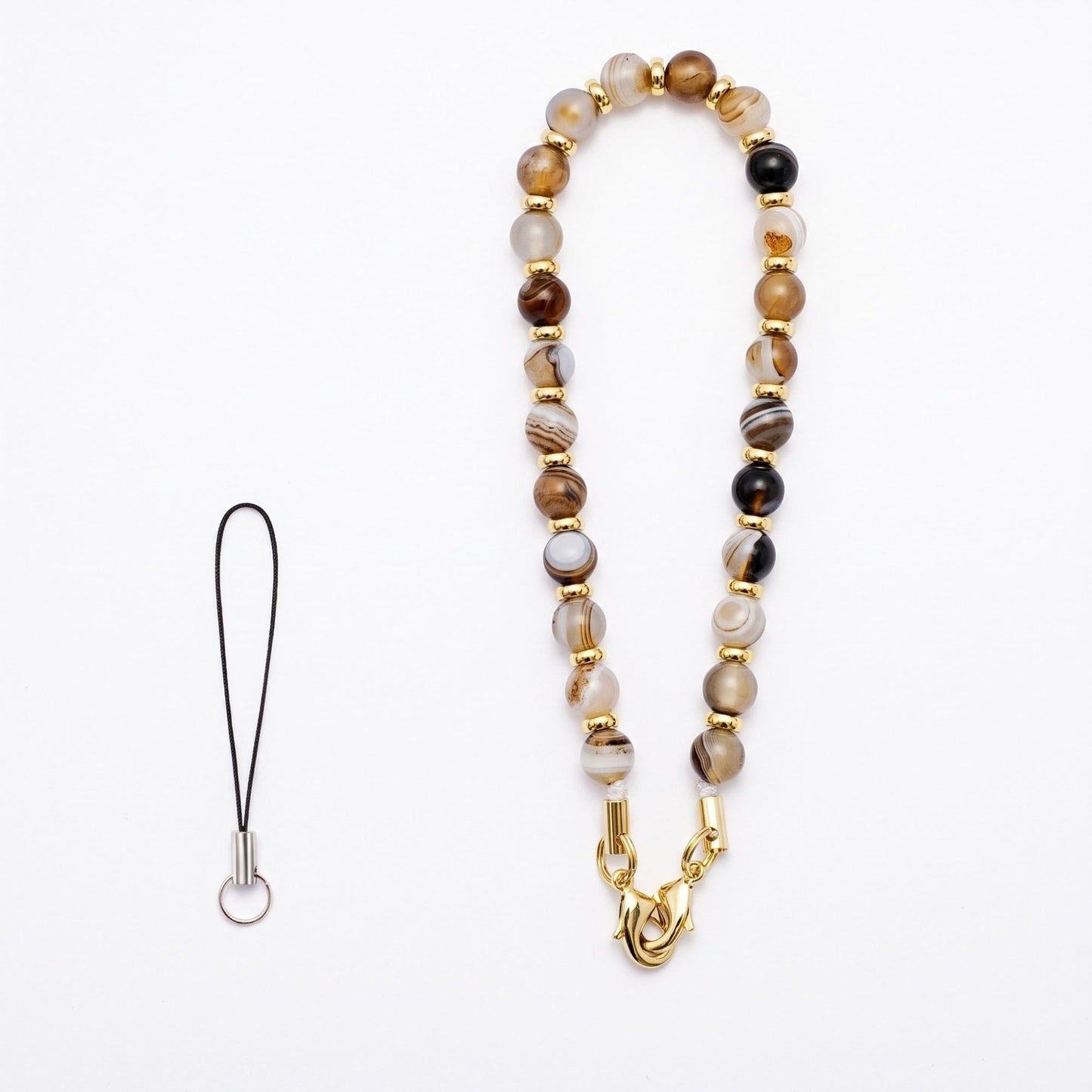 Beaded Wrist Strap with Clasps for Phones and Bags
