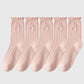 Summer Ribbed Ankle Socks with Bow Embroidery Casual 5Pk