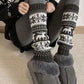 Fair Isle Knit Leg Warmers with Soft Stretch Ribbed Cuffs and Festive Patterned Design for Cozy Winter Layering