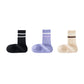 3-Pack Striped Ribbed Crew Socks Soft Stretch Fit Casual Athletic Style