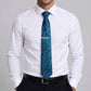 Men's Floral Pattern Tie Gift Set with Matching Pocket Square Cufflinks and Silver Tie Clip