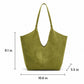 Oversized Suede-Look Tote Bag with Long Shoulder Straps and Slouchy V-Shaped Opening