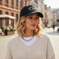 Cotton Baseball Cap with Embroidered Lettering Adjustable Strap Back