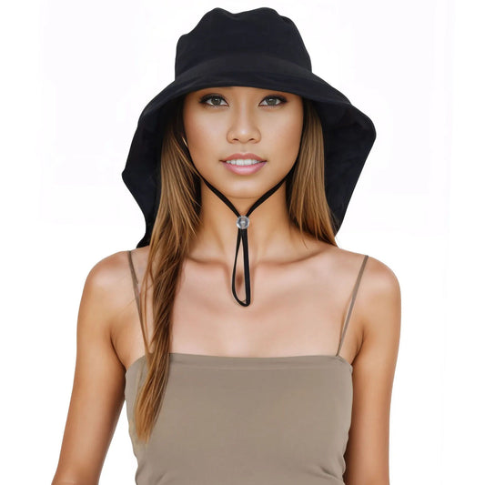 Sun Hat Wide Brim Bucket Hats with Neck Flap & Ponytail Hole