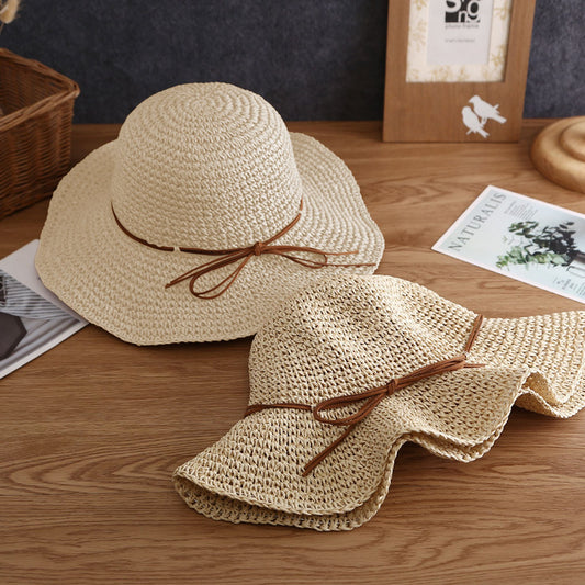 Wide - Brim Straw Sun Hat with Leather Tie