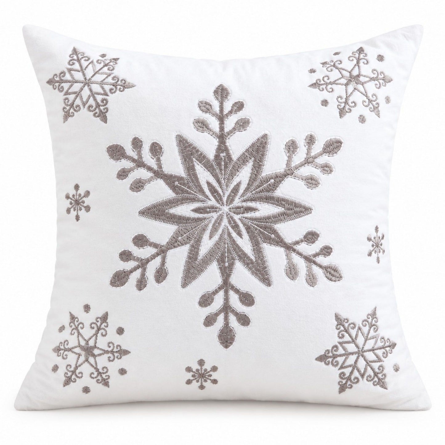 Snowflake Embroidered Decorative Throw Pillow Cover (Single Piece)