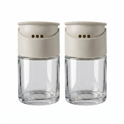 2-Piece Glass Spice Jar Set with Adjustable Shaker Lids