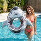 Shark-Shaped Inflatable Pool Float with Tail Design Durable PVC Swim Ring Float for Pool Beach Lake 34x34.2in
