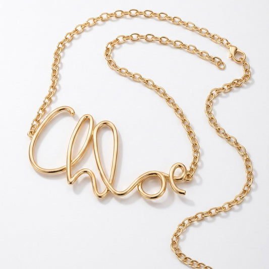 Cursive Name Letter Metal Waist Chain Adjustable Personalized Statement Waist Jewelry 43.3in