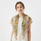Floral Triangle Scarf with Lace Fringe Trim