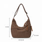 Leopard Faux Suede Hobo Crossbody Bag with Adjustable Strap and Zip Closure