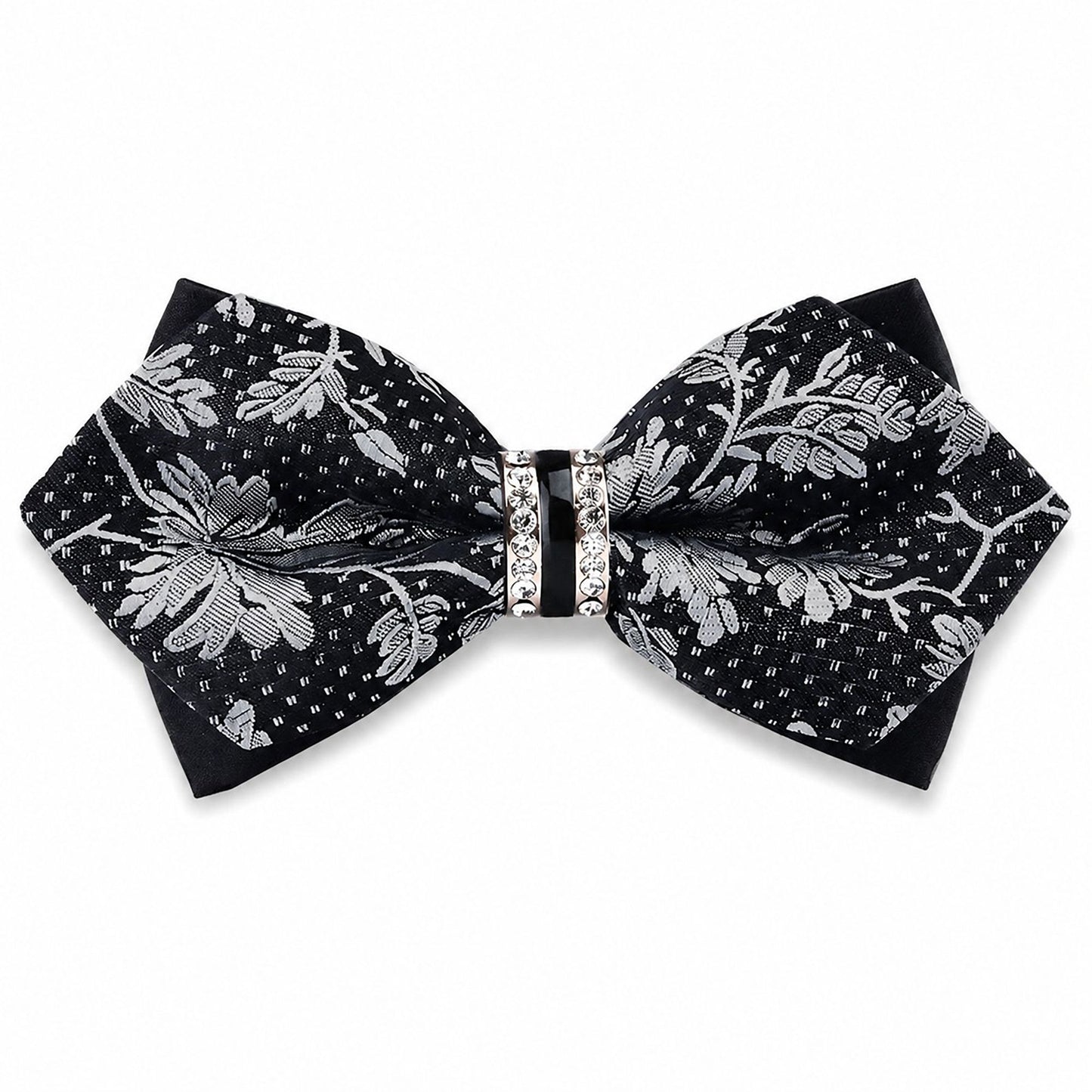 Pre Tied Paisley Bow Tie with Rhinestone Accent for Formal Wear