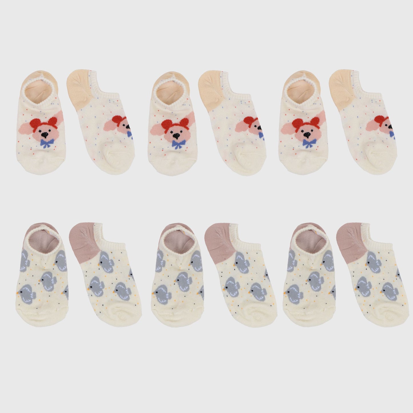 Charming No Show Socks Seamless Toe Cotton 6Pk