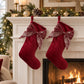 2 Pack 18 Inch Christmas Stockings with Oversized Bow Hanging Loop Holiday Mantel Decor