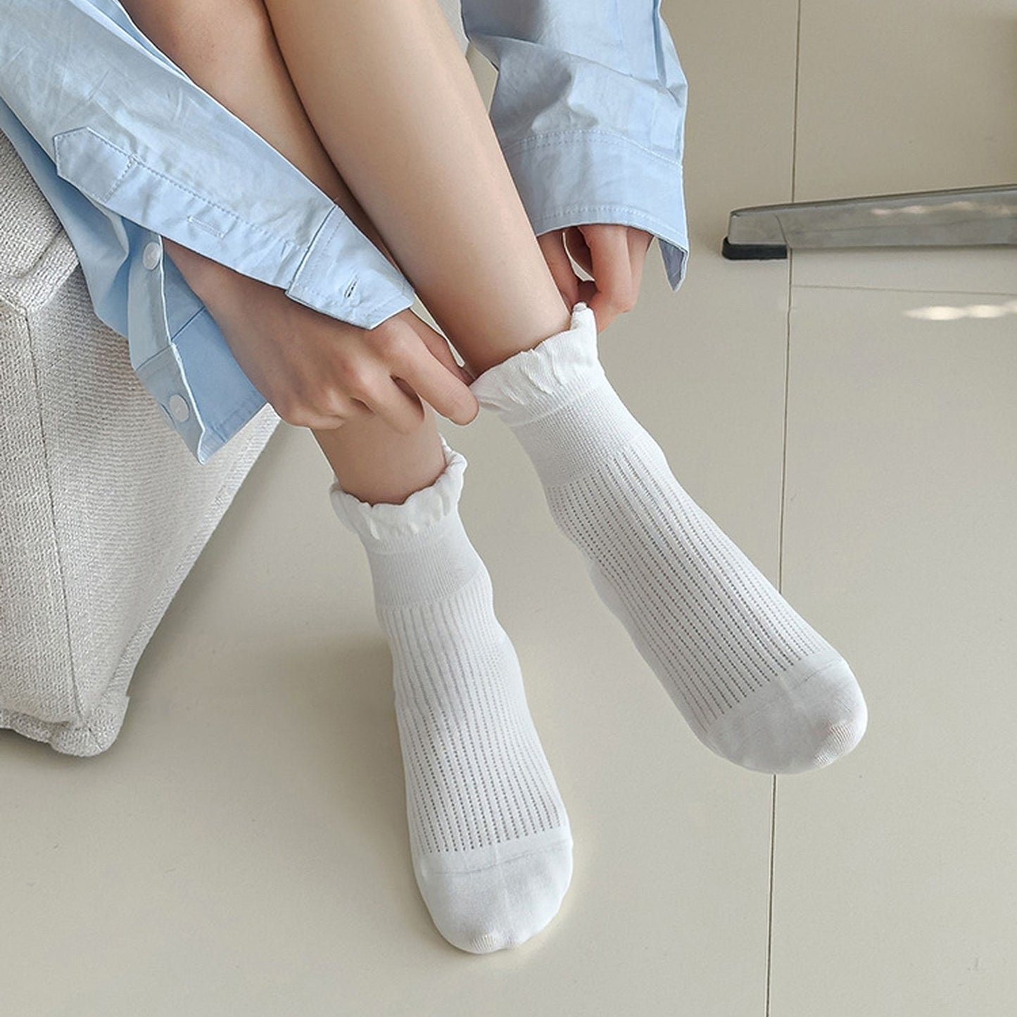 Adorable Ruffle - Cuff Ankle Socks 6Pk