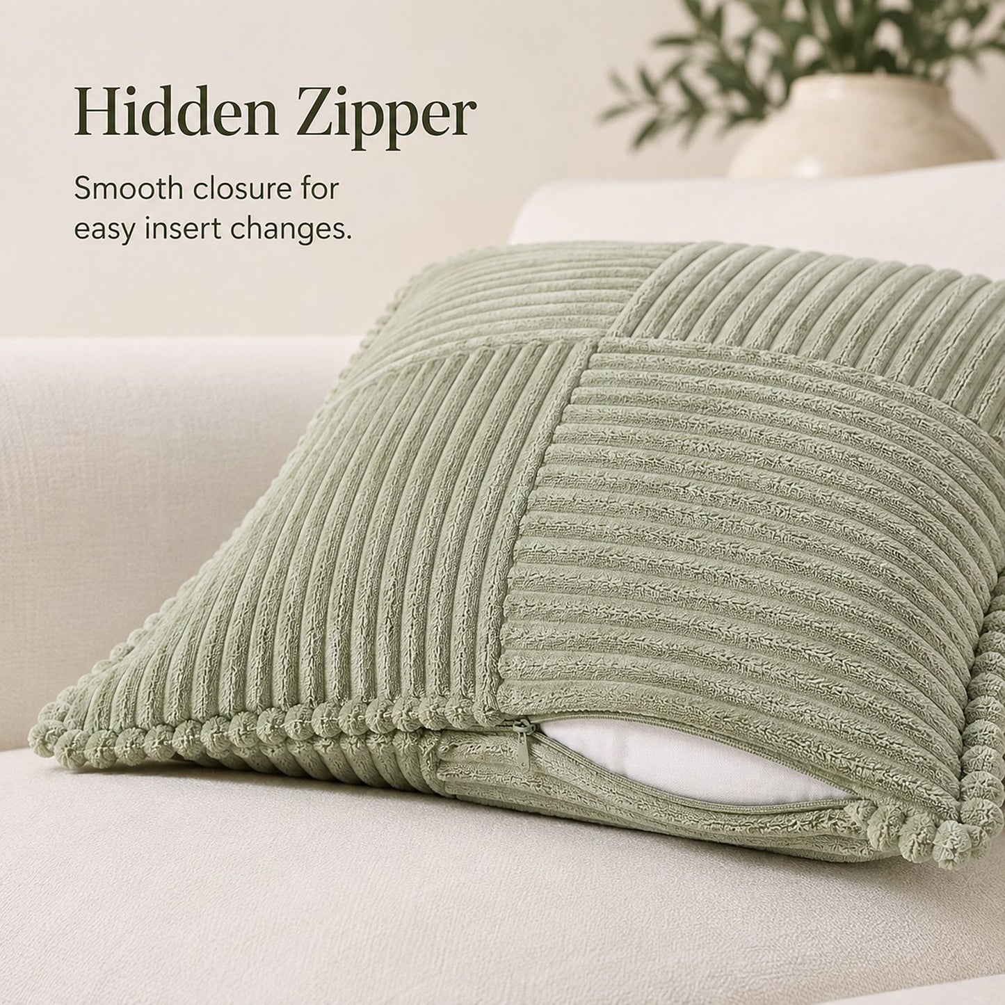 Soft Corduroy Decorative Throw Pillow Cover Geometric Accent Cushion Cover for Sofa Bed