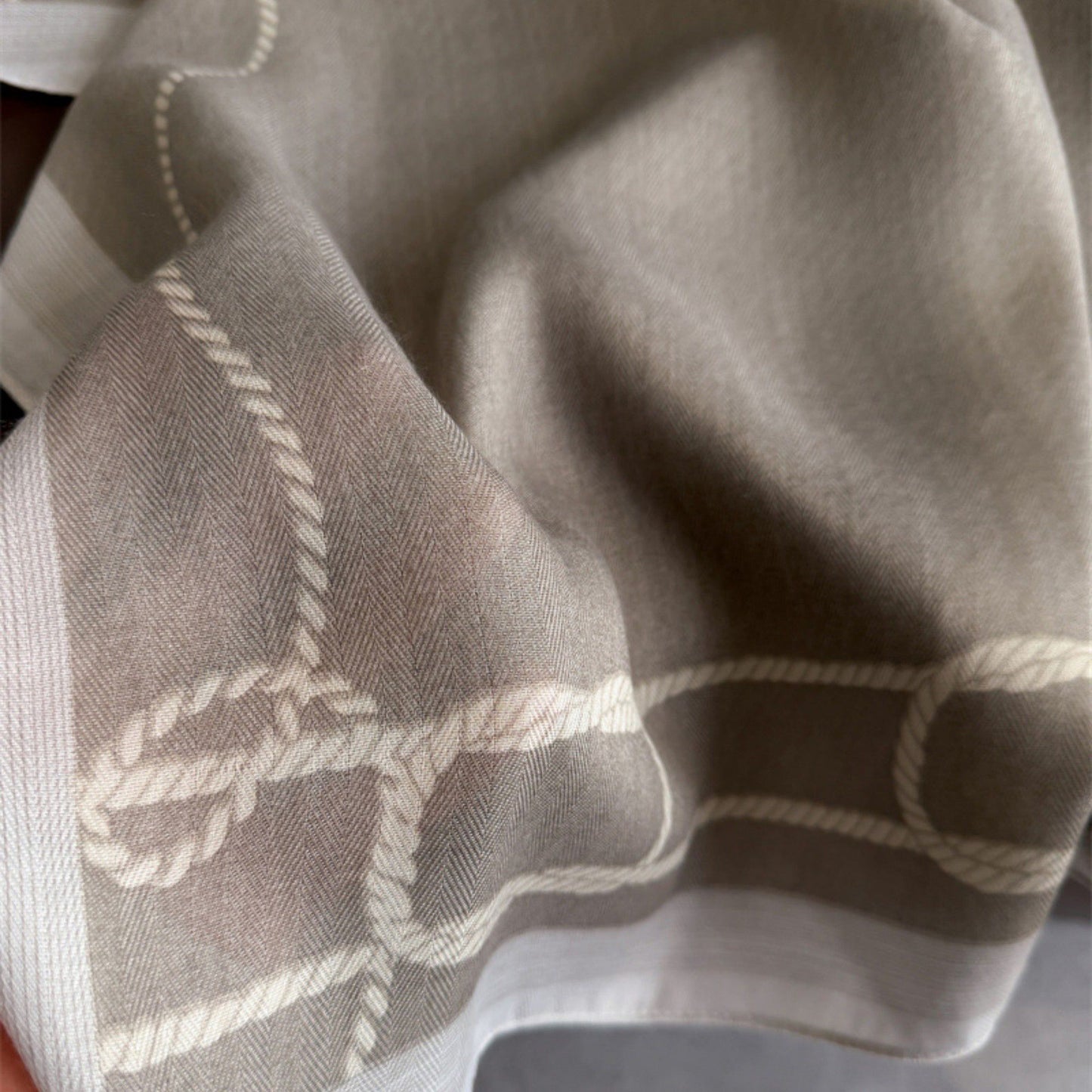 Satin Square Scarf with Rope Chain Border Print 27x27in