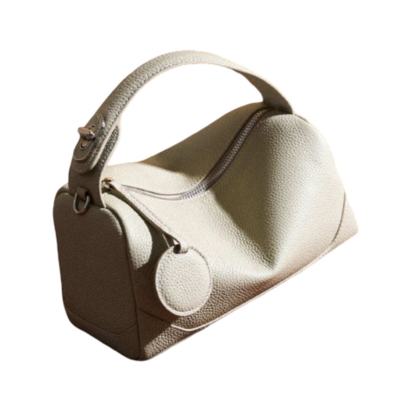 Pebbled Leather Satchel Bag with Top Handle Adjustable Crossbody Strap and Zipper Closure