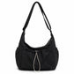 Crossbody Hobo Shoulder Bag with Adjustable Strap Zip Closure and Side Pockets