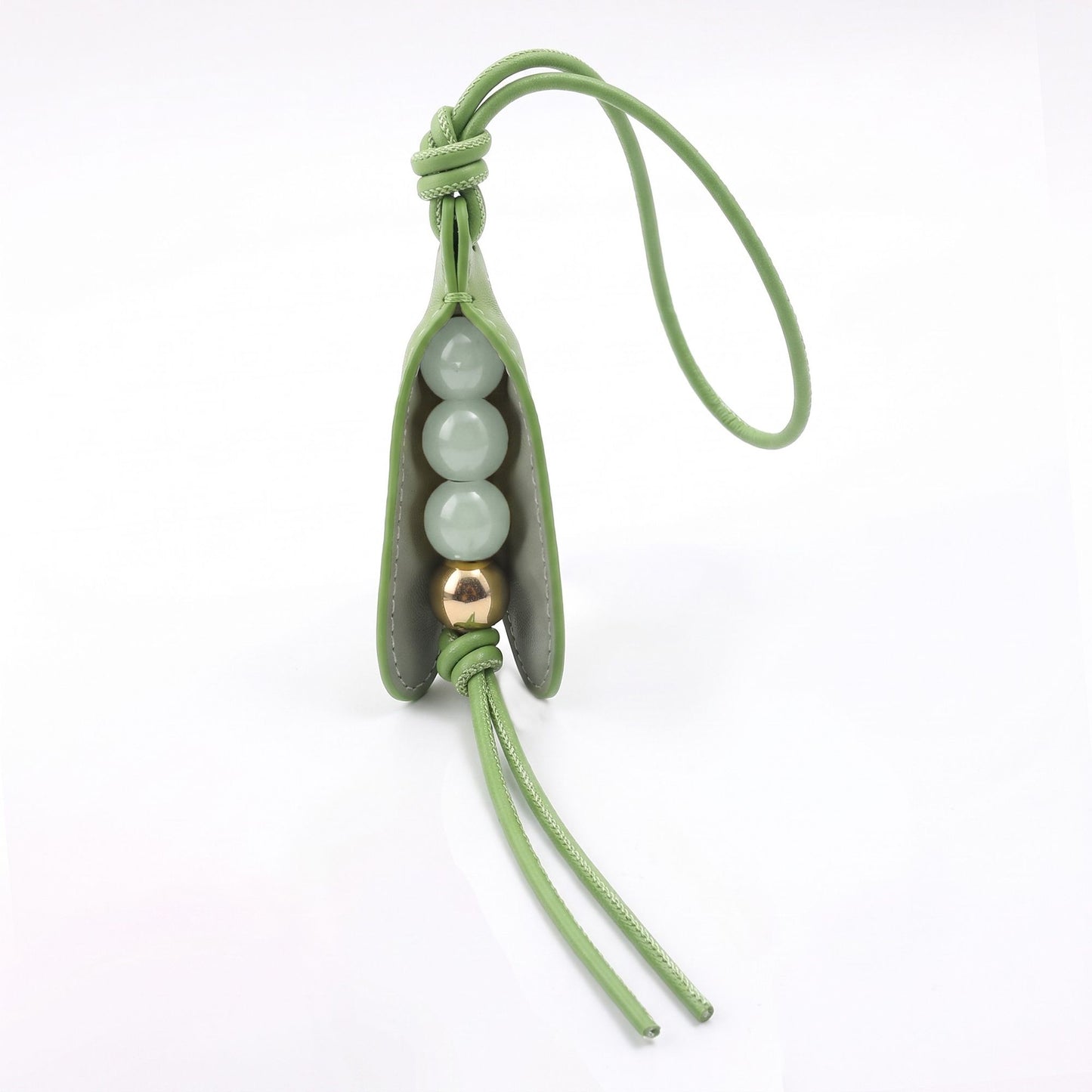 Pea Pod Bag Charm with Bead Detail and Loop Attachment