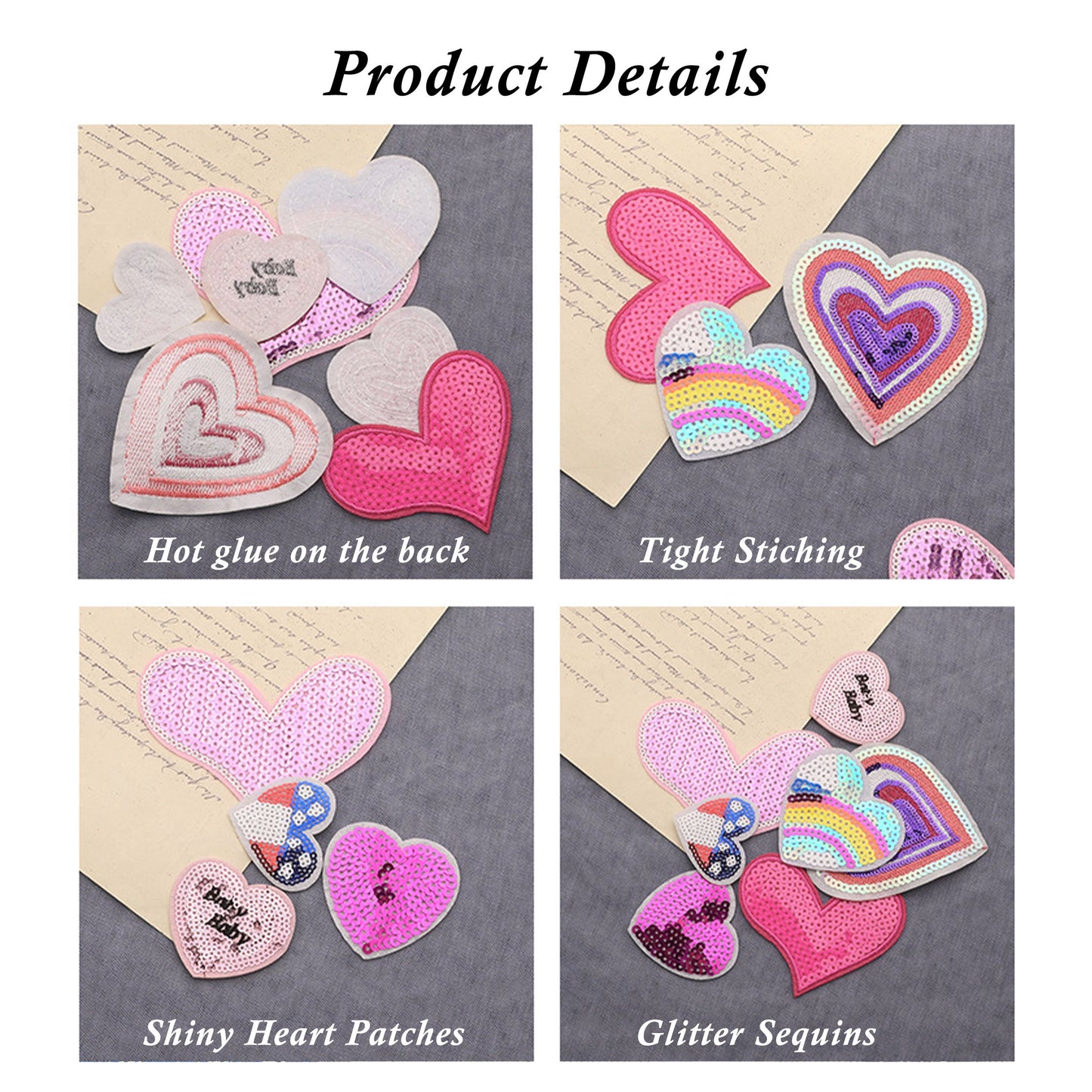 Sequin Star Heart Iron On Patches Clothing Embroidered Sewing Repair Hot-fix Garment Bag Shoes Backpack Hat DIY Decoration