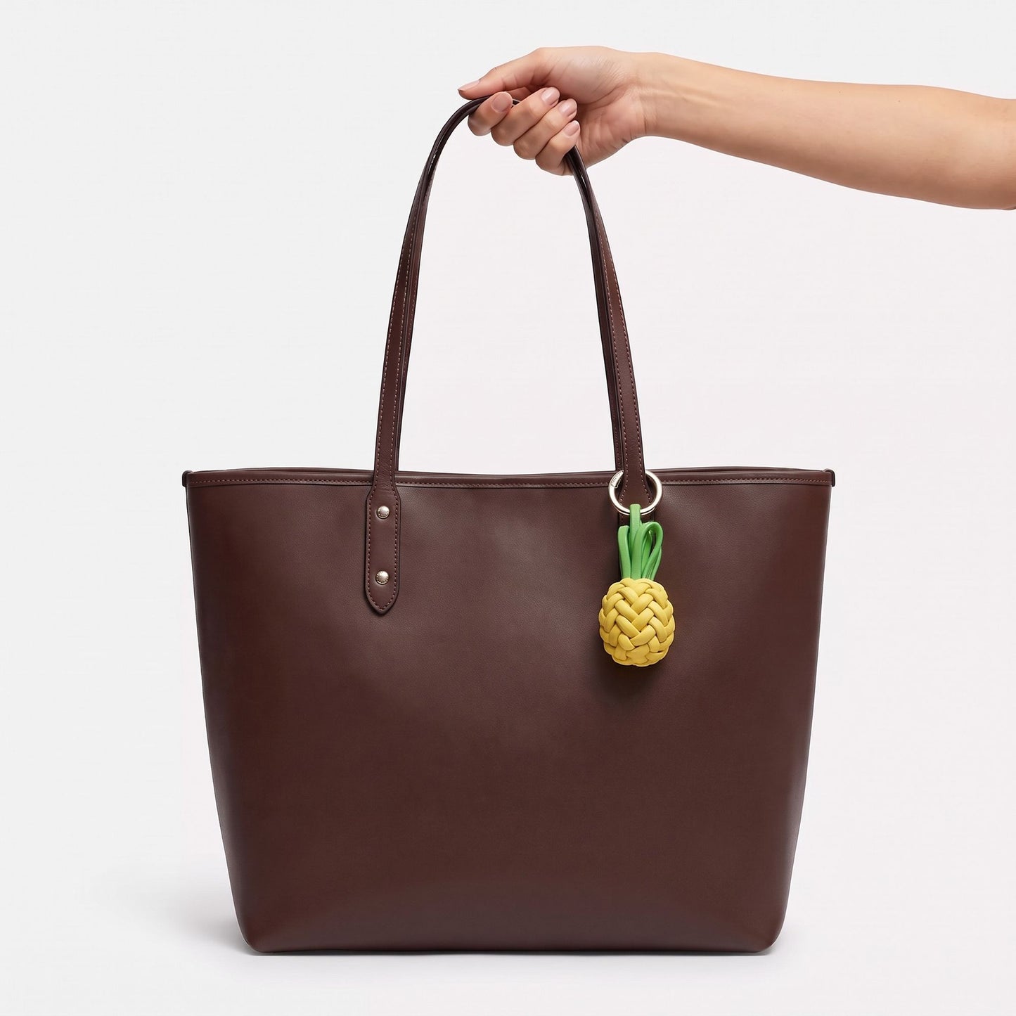 Pineapple Bag Charm with Braided Detail and Key Ring