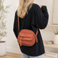 Corduroy Crossbody Bag with Front Pocket Adjustable Strap and Zip Closure