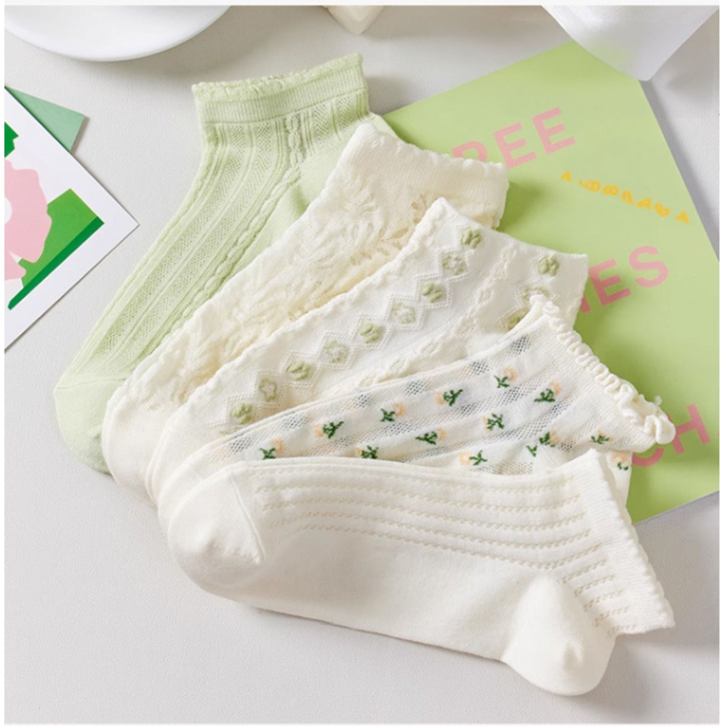 3-Pack Minimalist Knit Ankle Socks Mixed Pattern Design Soft Cotton Low-Cut Style