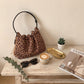 Leopard Print Hobo Shoulder Bag with Adjustable Strap Brown
