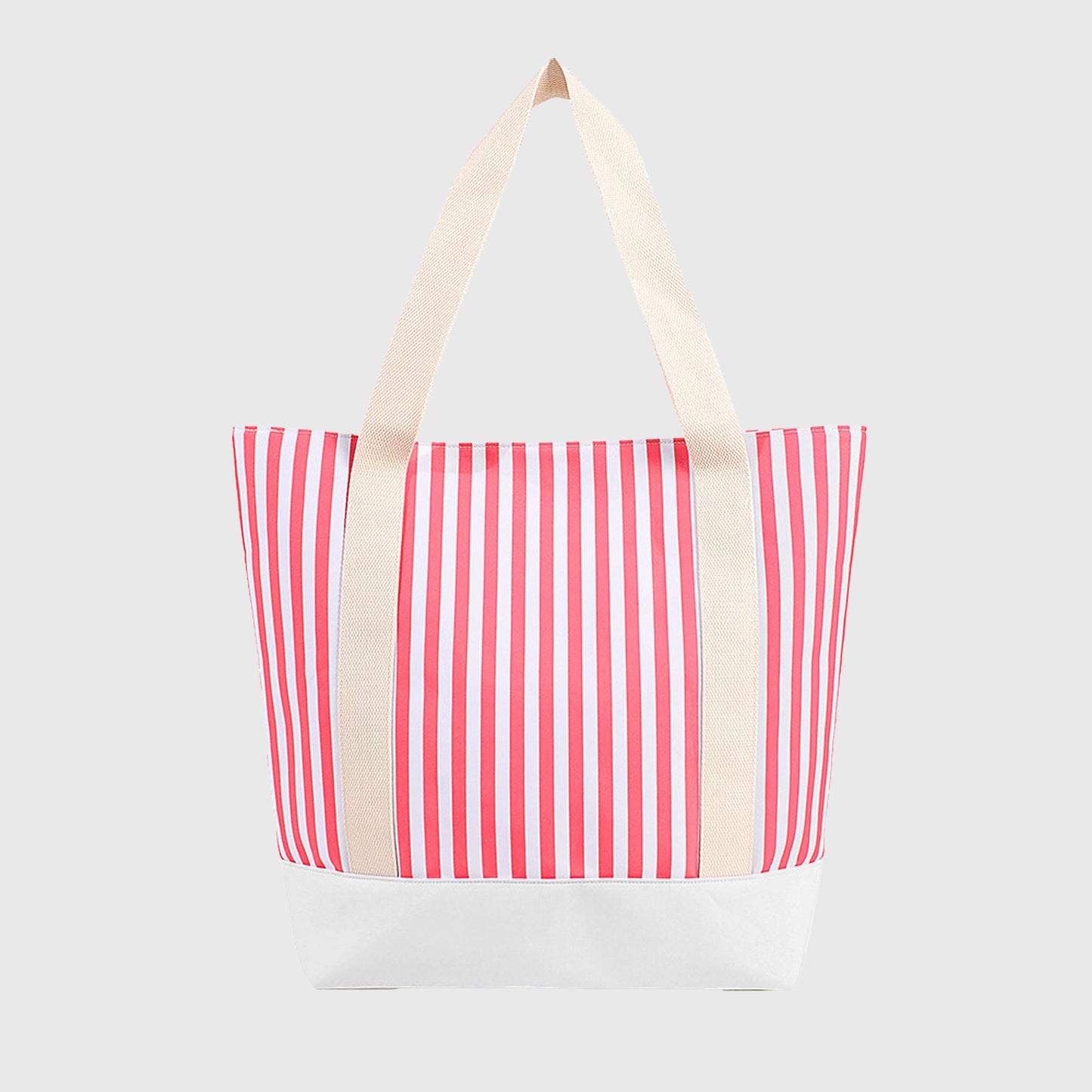 Striped Canvas Tote Bag - Large Capacity Beach and Shopping Shoulder Bag