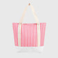 Striped Canvas Tote Bag - Large Capacity Beach and Shopping Shoulder Bag