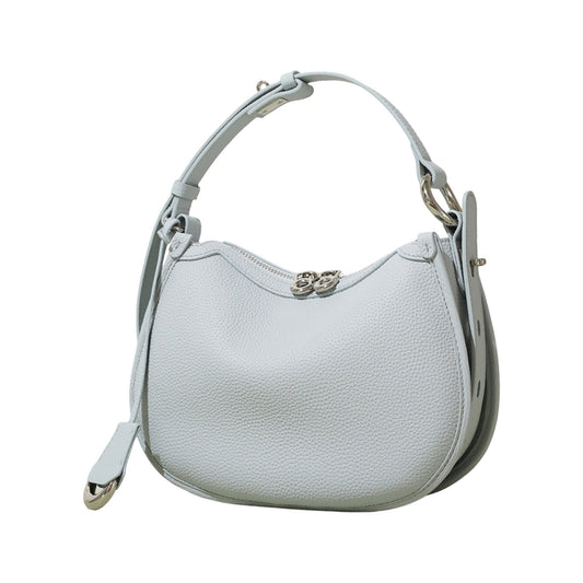 Crescent Leather Shoulder Purse with Adjustable Strap Multi Length Carry and Pebbled Finish
