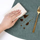 6 Piece Fan Shaped Faux Linen Placemat Set Waterproof Heat Resistant Table Mats for Dining Table