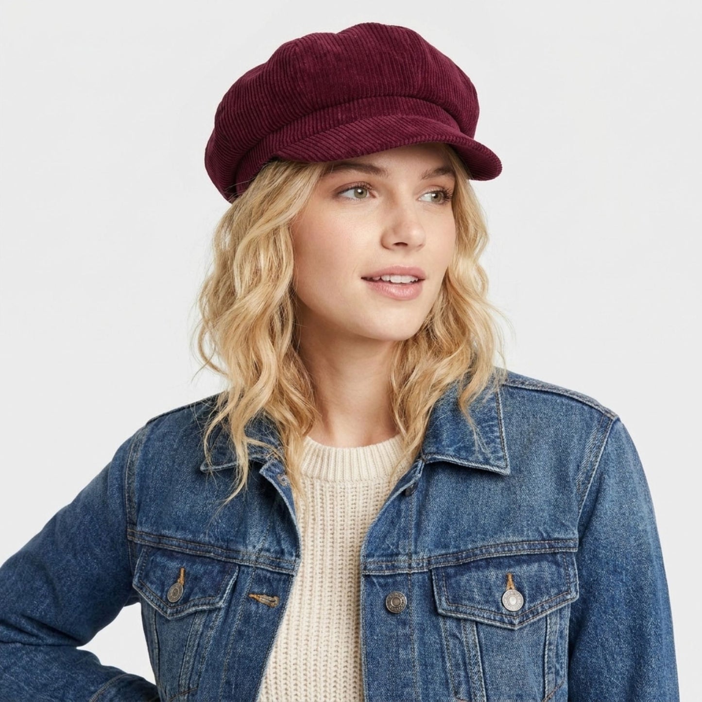 Corduroy Newsboy Cap Vintage Baker Boy Cabbie Hat with Short Brim