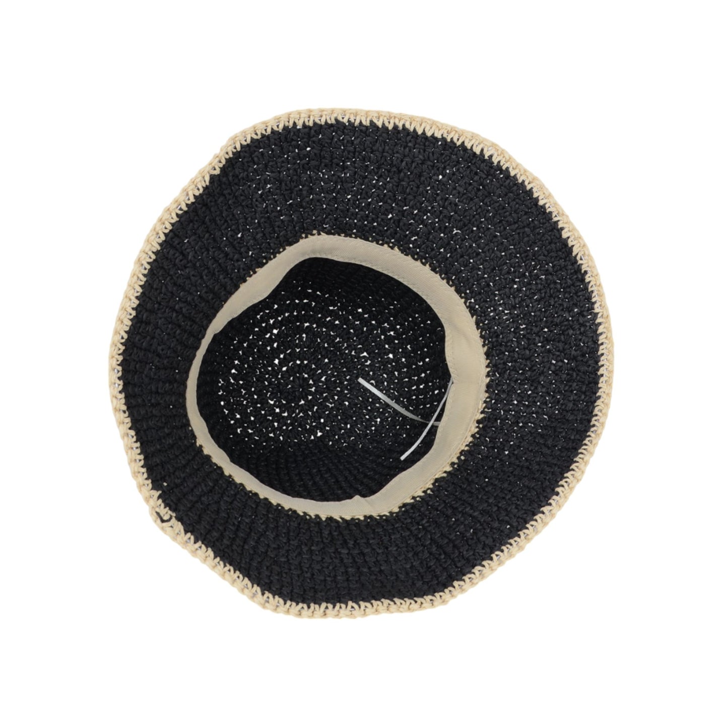 Packable Crochet Straw Bucket Hat with Two-Tone Design Lightweight Summer Sun Hat for Beach Travel Hiking Outdoor Use