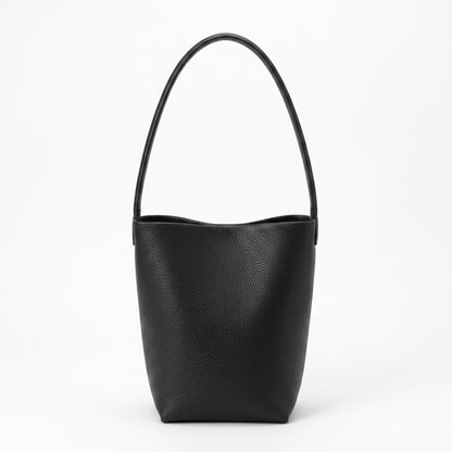 Textured Bucket Shoulder Bag with Long Strap and Soft Structured Silhouette 8.5x6.7x2.5in