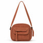 Corduroy Crossbody Bag with Front Pocket Adjustable Strap and Zip Closure