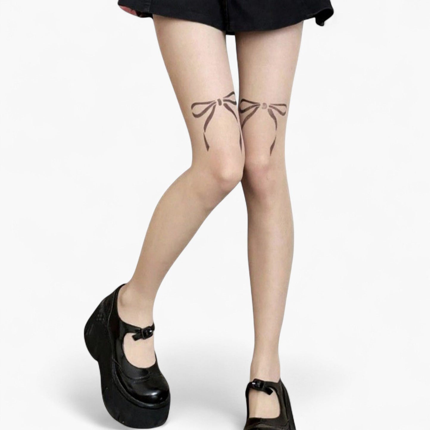 Sheer Tights with Bow Print Design and Lightweight Stretch Fit