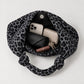Large Suede Look Hobo Shoulder Bag with Knotted Strap and Magnetic Closure