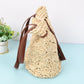 Women's Rustic Straw Shoulder Bag with Leather Accents